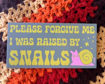 Raised By Snails Bumper Sticker, As Seen On TikTok, Gen Z Bumper Stickers, Bumper Stickers Funny, Mental Health Gifts, Sticker Decal For Car