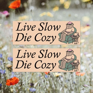 Live Slow Die Cozy Bumper Sticker, Gen Z Bumper Stickers, Gen Z Sticker, Cozy Stickers, Bumper Stickers Funny image 2