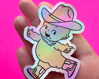 Cowpoke Kewtie Hologram Sticker, Cowgirl Stickers, Kewpie Sticker, Cowgirl Gifts, Country Music Sticker, Western Stickers