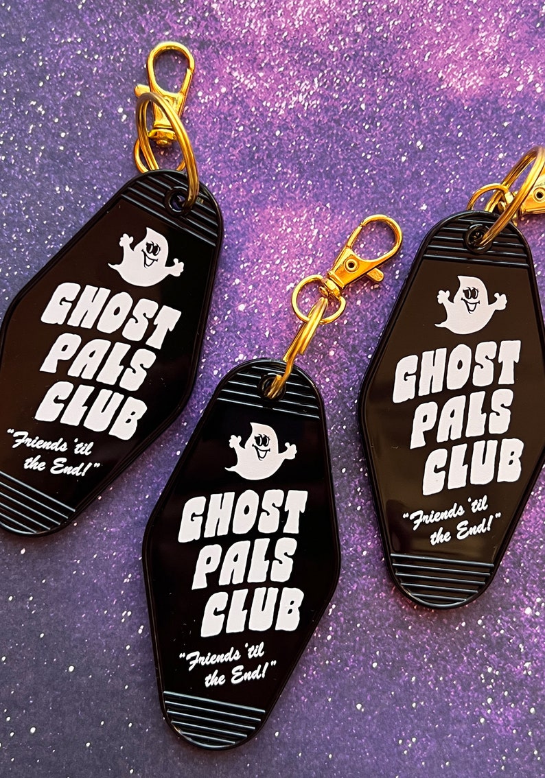 Ghost Pals Club Keychain, Spooky Gifts for Her, Halloween Gifts for Women, Key Chains Motel Tag Hotel Accessories, Mystical Witchy Gift image 3