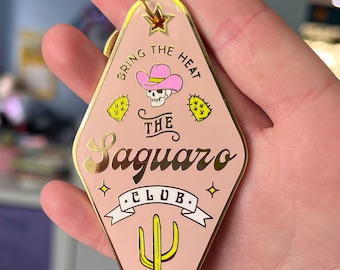 The Saguaro Club Keychain, Cowgirl Key Chain, Gold Keychain Cute, Arizona Keychain, Arizona Gifts, Cactus Keychain