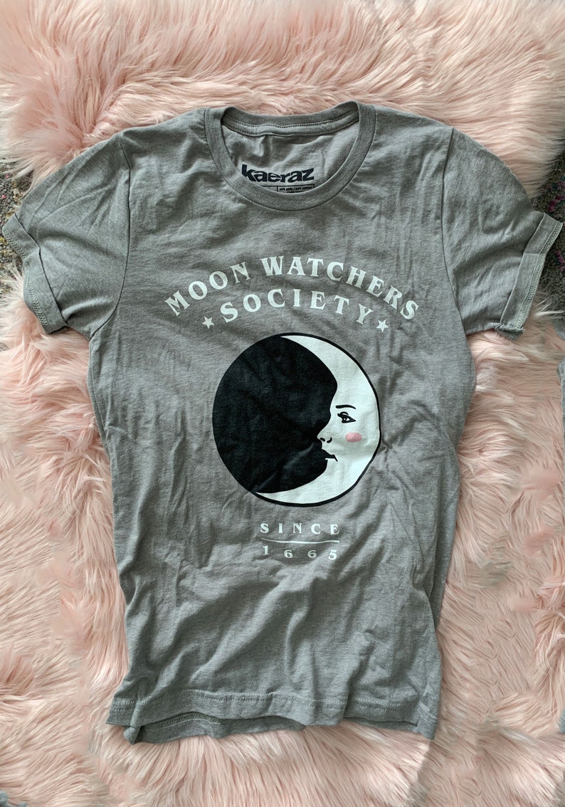 Moon Watchers Society Tee / womens graphic tees / witch witchy vintage style clothing t shirt / psychic tarot mystical / spell magic tshirt 