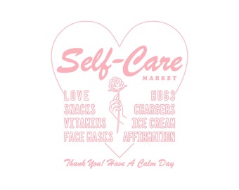 Self-Care Market Retro Design Vintage T-Shirt Graphic Transparent Trendy PNG SVG Digital Download