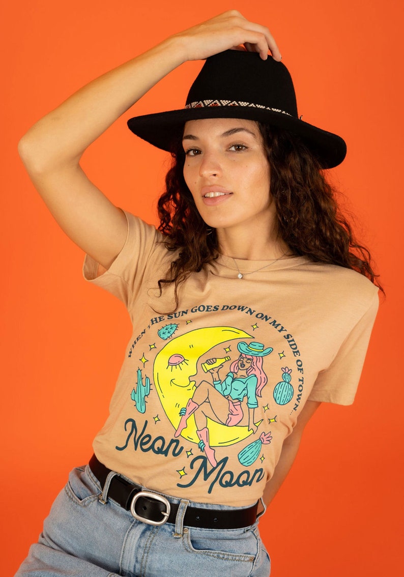 Neon Moon Sand Tee | Womens Graphic Tees | 90s Country Music Cowgirl Shirts | Brooks Strait Band Tees | Vintage Retro Barfly T-Shirts 