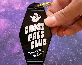 Ghost Pals Club Keychain, Spooky Gifts for Her, Halloween Gifts for Women, Key Chains Motel Tag Hotel Accessories, Mystical Witchy Gift