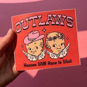 Angel Outlaws Big Vinyl Sticker, Cowgirl Stickers, Kewpie Sticker, Cowgirl Gifts, Country Music Sticker, Western Stickers