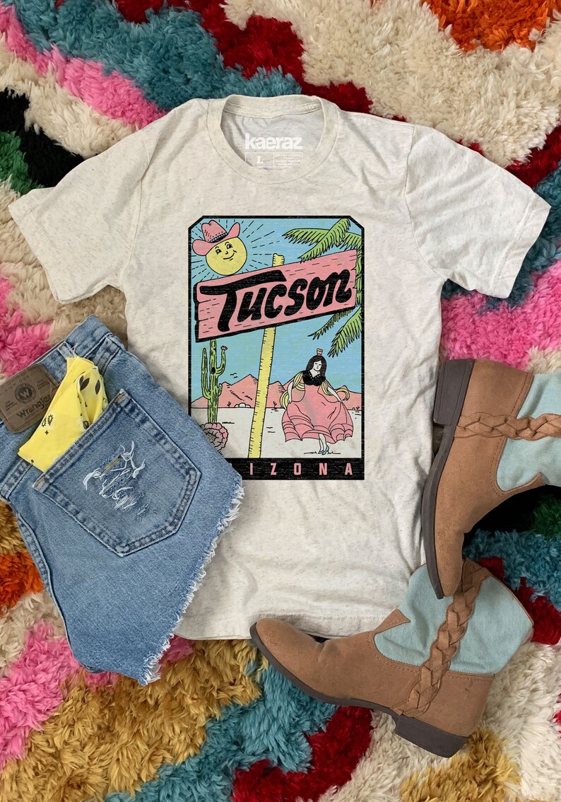 The Tucson Tee / womens graphic tees / vintage style t shirt / cactus desert southwest shirt / arizona travel souvenir tshirt 