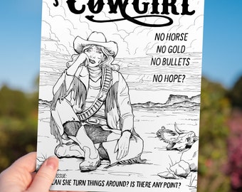 A4 Inktober Tales of a Sad Cowgirl Print Klein