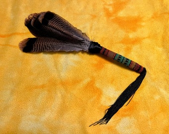 Turkey Feather Fan - Handcrafted Peyote Sticks - MtManCreations