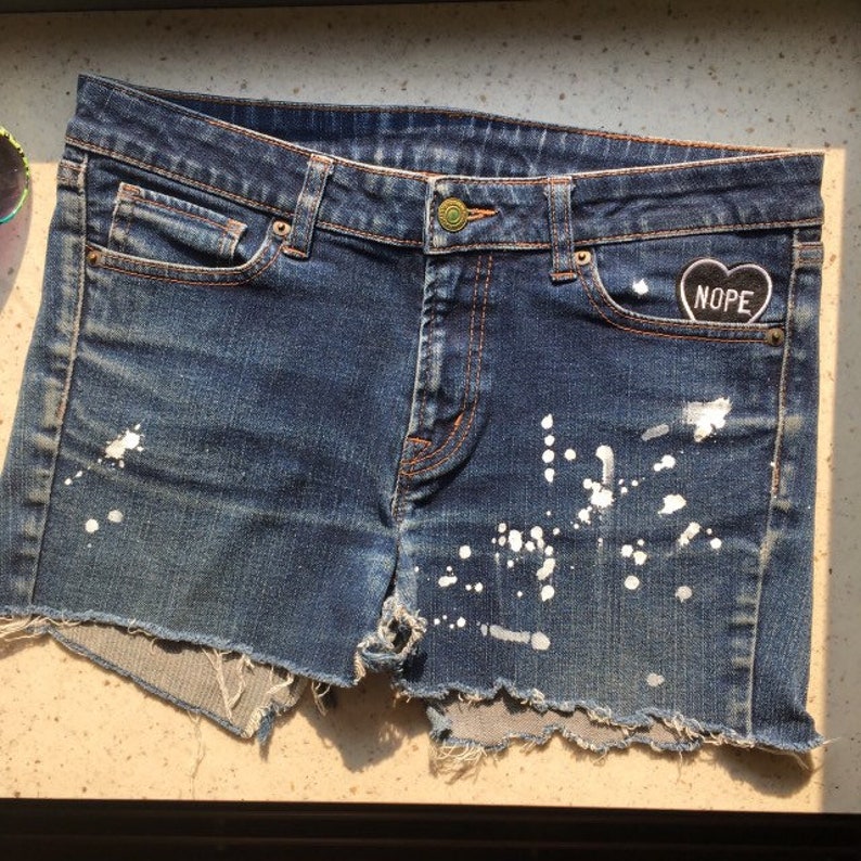 Haindpainted denim shorts size 28