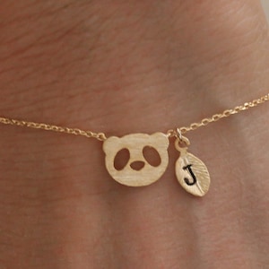 panda bracelet. panda jewelry. custom bracelet. personalized jewelry. handstamp initial bracelet.gold filled bracelet.