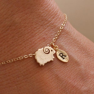 sheep bracelet. sheep jewelry. custom bracelet. personalized jewelry. handstamp initial bracelet.gold filled bracelet.