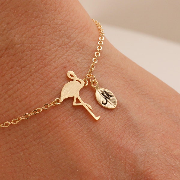 Flamingo Armband. Flamingo Schmuck. benutzerdefinierte Armband. personalisierter Schmuck. handstempelarmband.gold filled armband.