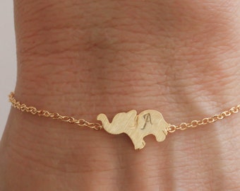 elephant bracelet. elephant jewelry. custom bracelet. personalized jewelry. handstamp initial bracelet.gold filled bracelet.