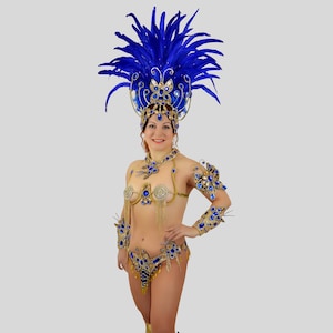 Blue Butterfly Brazilian Rio carnival SAMBA dance COSTUME bikini/Show girl/ feathers/Strass/Rhinestones