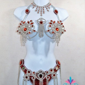 Samba Bra Bikini  Set with necklace Crystals  /Orientale/Belly Dance/carnival SAMBA costume Waistband BRA /Cabaret/Show girl/CUSTOM made