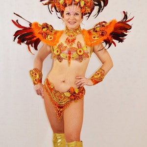 Samba Brazilian Orange Rio Carnival Samba Dance Costume Etsy