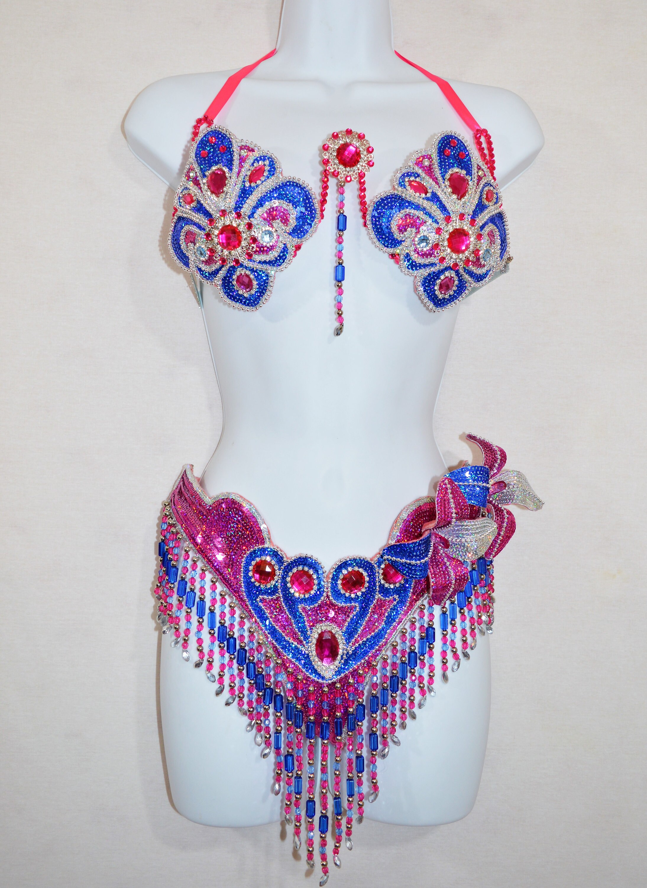 Samba Bra Bikini Necklace Collar/pink Blue Silver/belly - Etsy