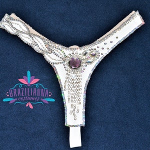Cabaret string white/ Belly Dance/Samba/Burlesque carnival SAMBA Bikini costume White Waistband BRA /Cabaret/Show girl/CUSTOM made