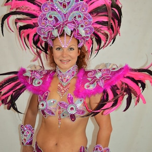 Samba Brésilien Double Rose Rio carnaval SAMBA danse COSTUME bikini/Show girl/ plumes/CUSTOM Made