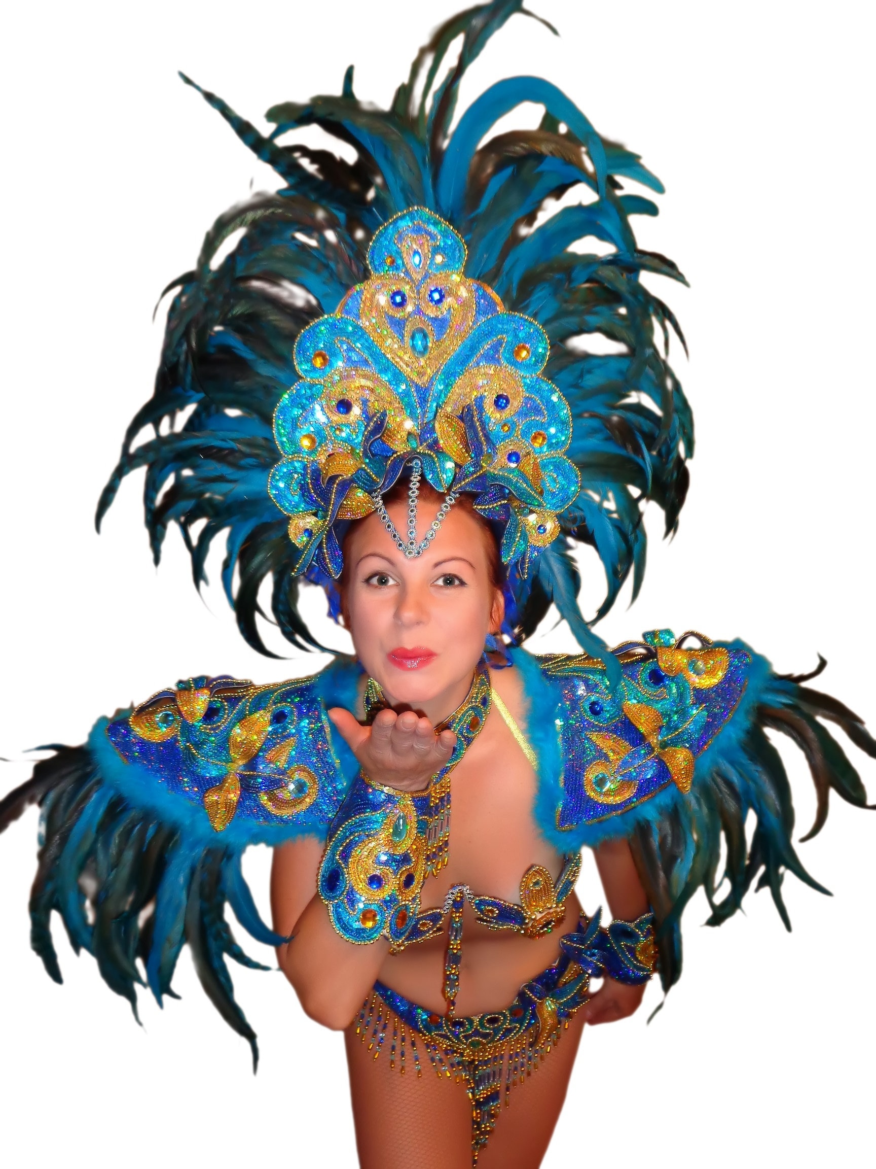 Samba Brazilian Double Blue Rio Carnival SAMBA Dance COSTUME