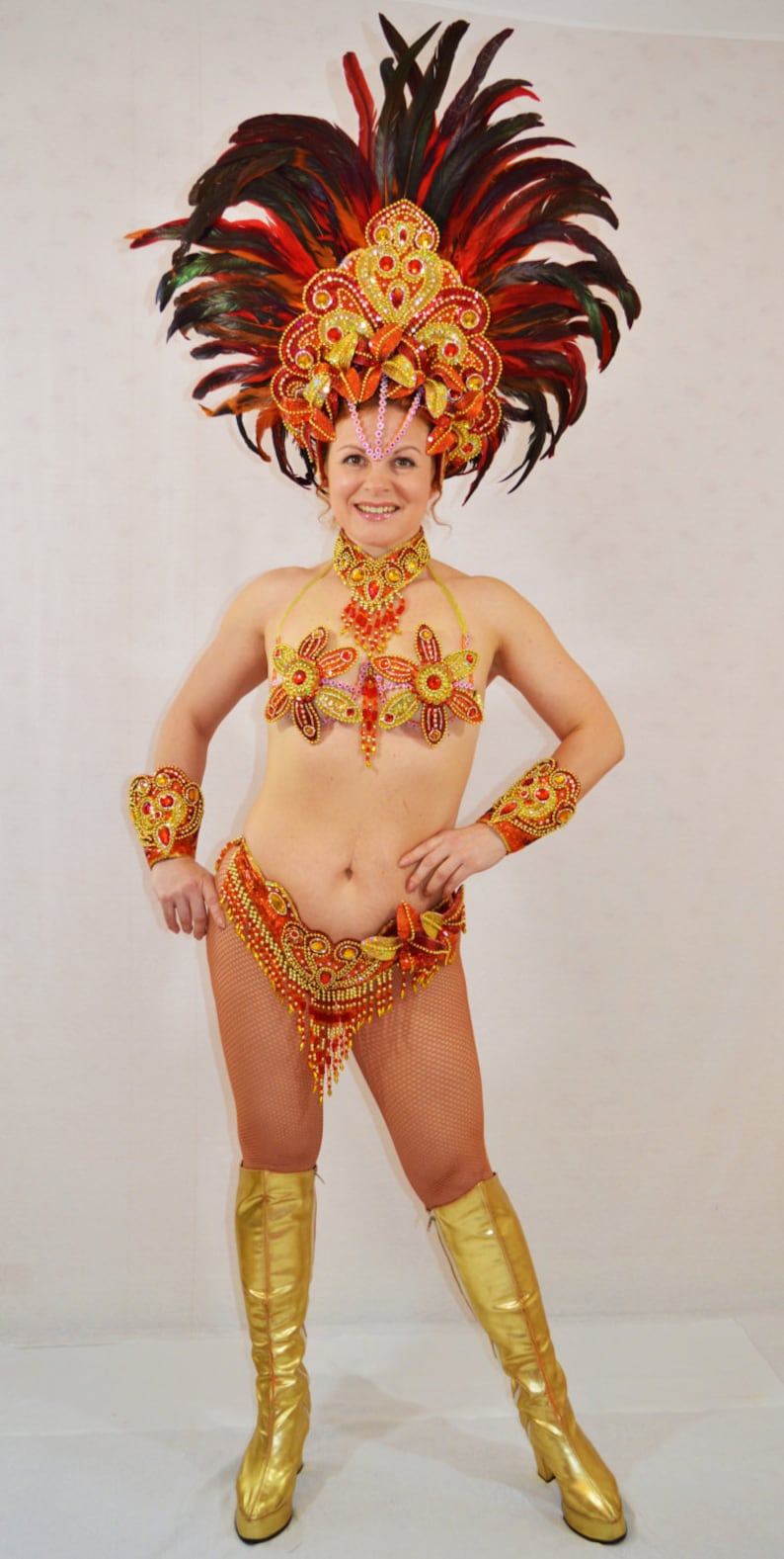 Samba Brazilian Orange Rio Carnival Samba Dance Costume Etsy