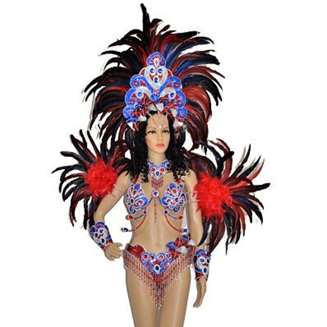 Samba Brasiliano RossoBluArgento Carnevale di Rio SAMBA danza COSTUME  bikiniShow girlpiumeCustom made - Etsy Italia