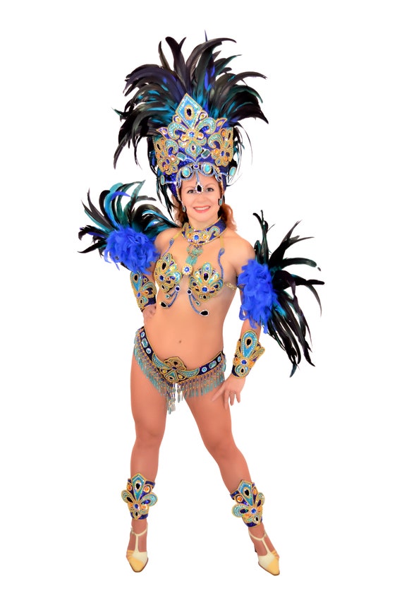 Samba Brazilian Blue Gold Rio Carnival Samba Dance Costume Lux Etsy Samba Brazilian Blue Gold Rio Carnival Samba Dance Costume Lux Etsy