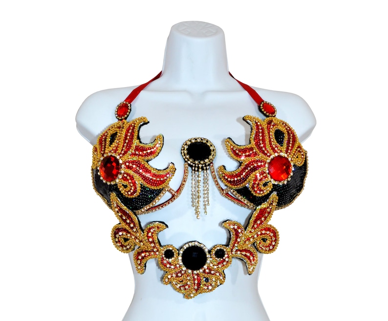 SAMBA Bra Bikini Brazilian Set/red Gold Black /belly Dance/bikini