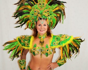 Carnaval vert brésilien de Rio SAMBA danse COSTUME bikini / Show girl / plumes / CUSTOM Made