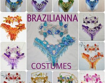 Samba Brazilian Belly dance carnival SAMBA Bikini costume 11 Colors Waistband BRA /Cabaret/Show girl/ feathers/CUSTOM made