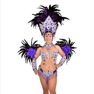 Samba Brazilian Purple carnival Samba Cabaret dance Lux COSTUME bikini/READY for postage
