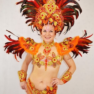 Samba Brazilian Orange Rio carnaval SAMBA danse COSTUME bikini/Show girl/ SUR MESURE