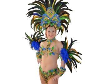 サンバ衣装 イエローとグリーン ブラジル サンバコスチューム ビキニブラ/ショーガール/ブラジル国旗