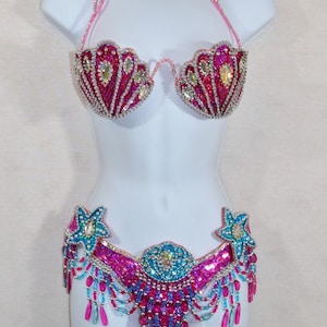 Samba Show girl Bra bikini brazilian Pink/Blue set Belly dance carnival costume Waistband BRA /Cabaret/ feathers/CUSTOM made