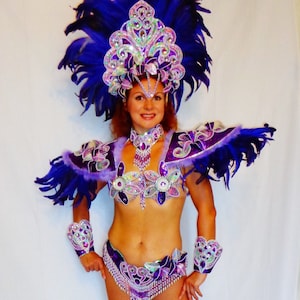 Brésilien Violet Rio carnaval SAMBA danse COSTUME bikini/Show fille/plumes