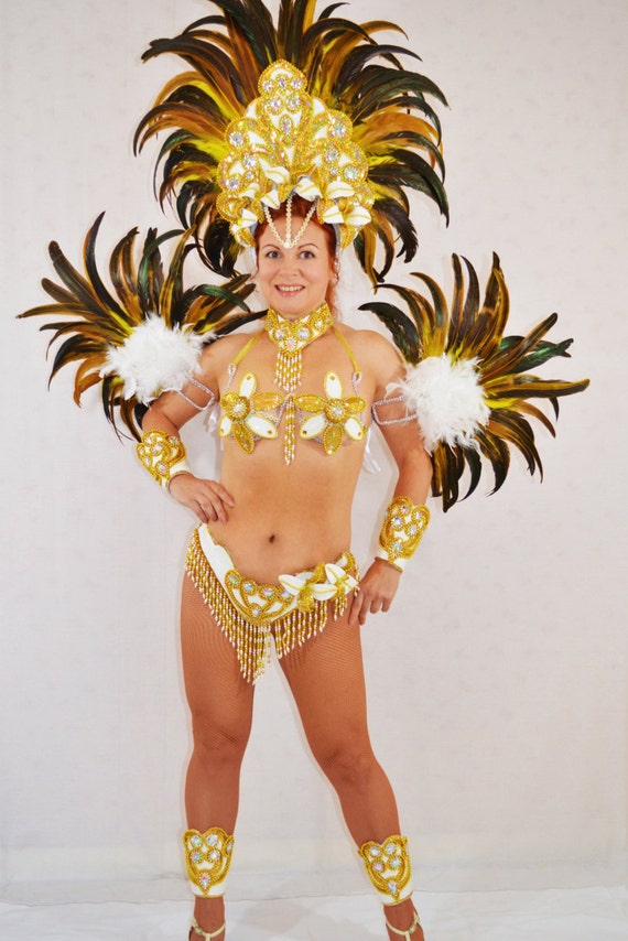 Brazilian SAMBA Costume Sequin Belly dance Carnival Bra Top & Hip