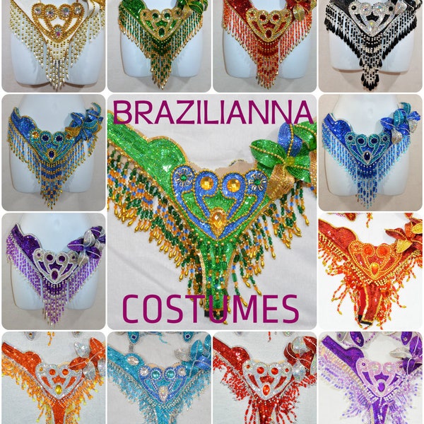 String brésilien /Belly dance/ Rio carnaval SAMBA Bikini costume 11 Colors Waistband BRA /Cabaret/Show girl/ feathers/CUSTOM made