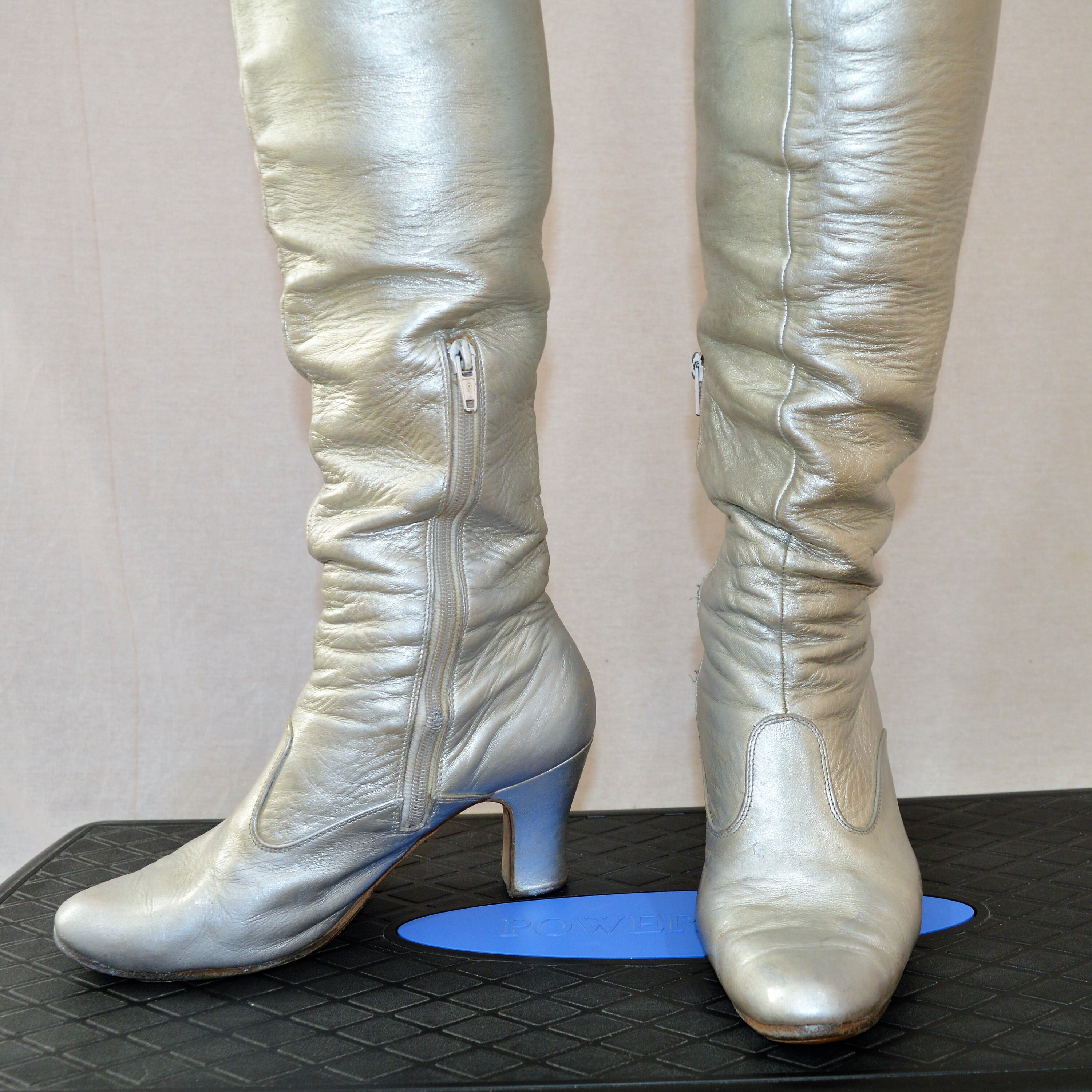 silver platform boots size 6