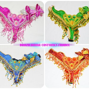 String brésilien samba/danse du ventre/carnaval de Rio costume bikini SAMBA 11 couleurs ceinture soutien-gorge/cabaret/spectacle/plumes/fait sur mesure