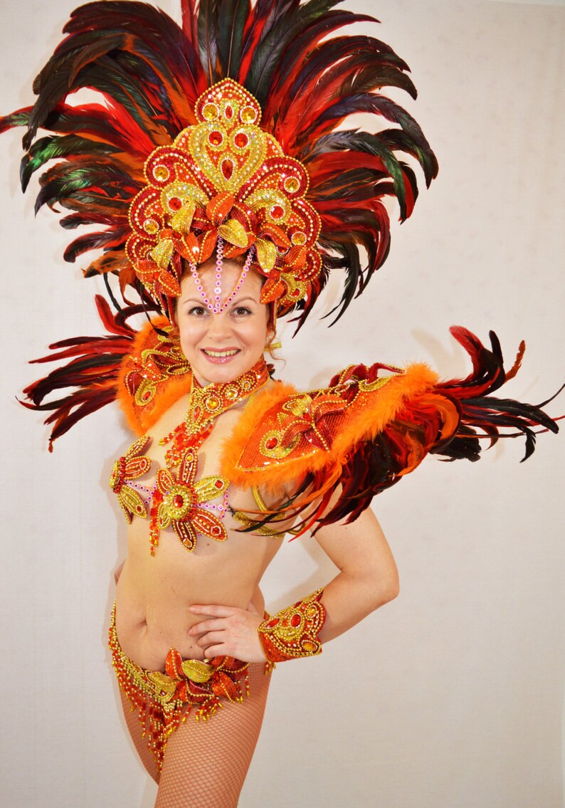 Samba Brazilian Orange Rio Carnival Samba Dance Costume Etsy