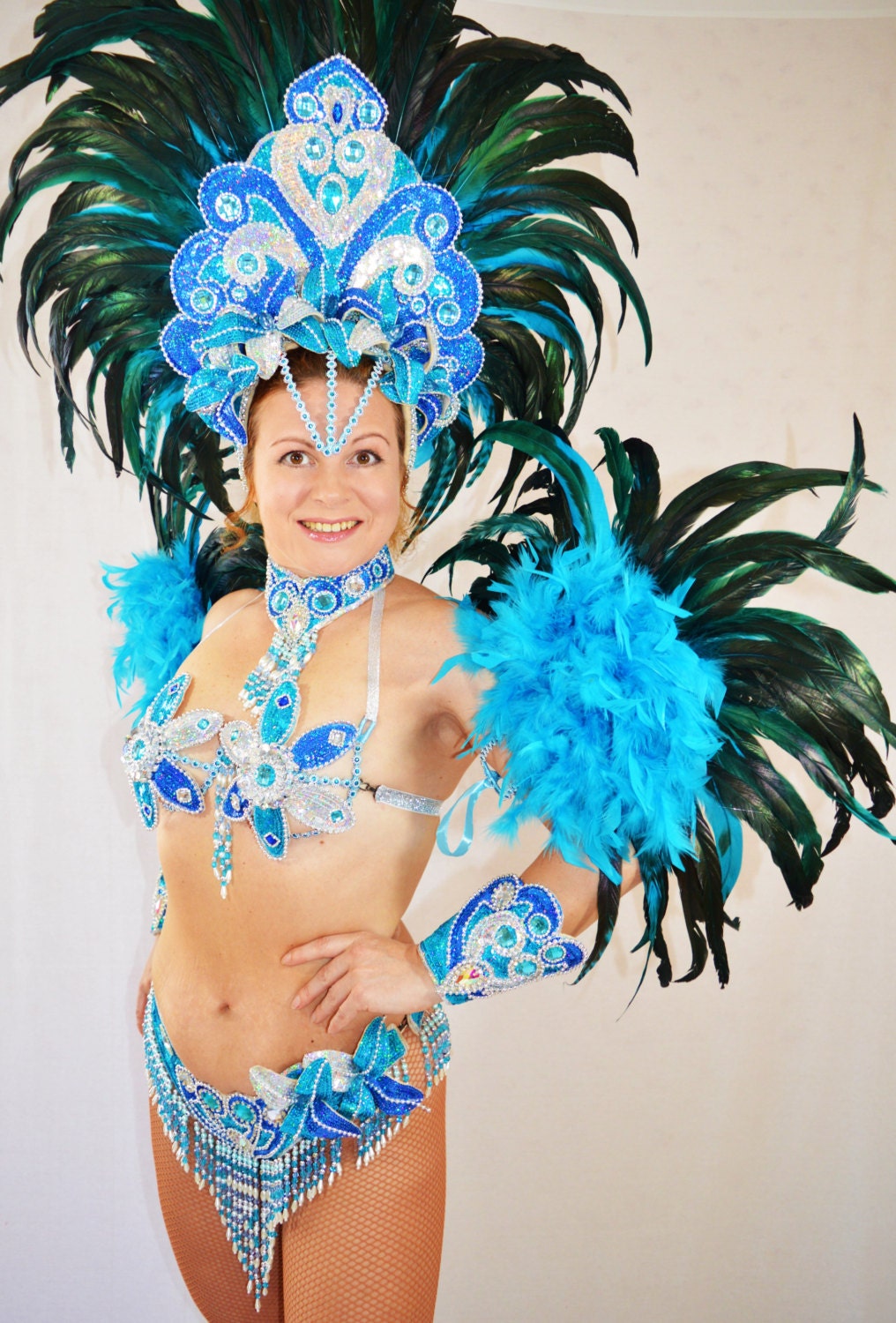 Samba Brazilian Blue/silver Rio Carnival SAMBA Dance COSTUME