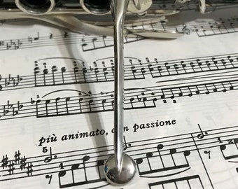 Upcycled Clarinet Key Pendant, Sterling Silver Plated Chain