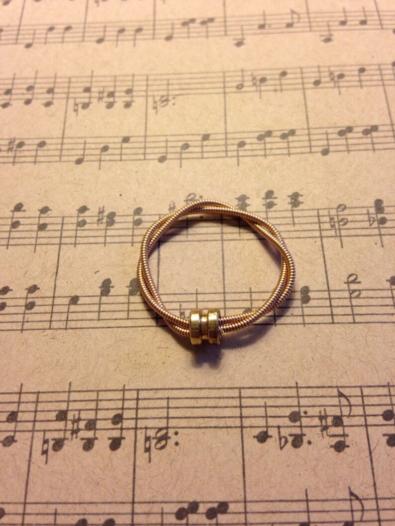 Reused Brass Guitar String Ring With Goldtoned String Post Etsy