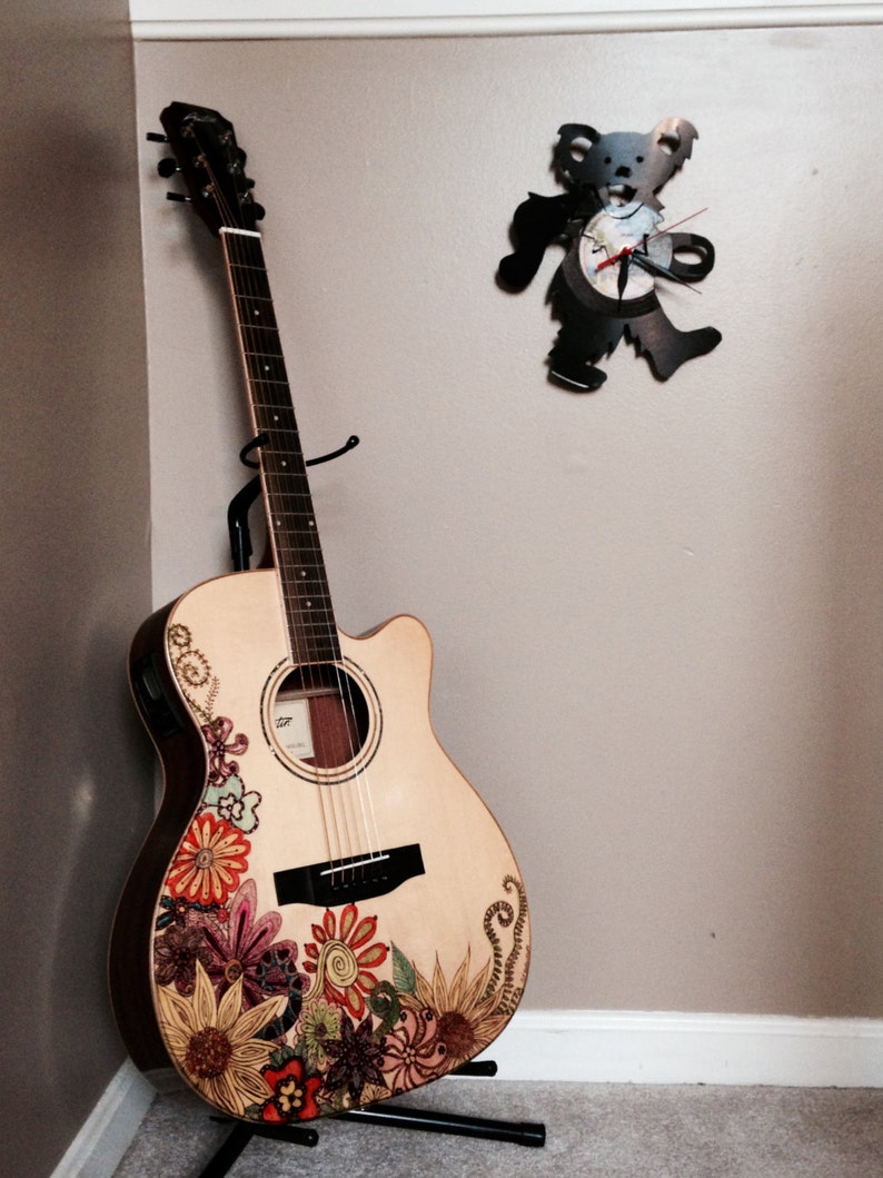 New Austin Acoustic Electric Folk Guitar artfully decorated Etsy
