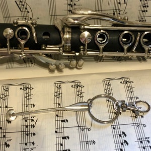 Upcycled clarinet key keychain, vintage clarinet parts, clarinet gift, clarinetist gift, band teacher gift, eco-friendly; FREE SHIPPING