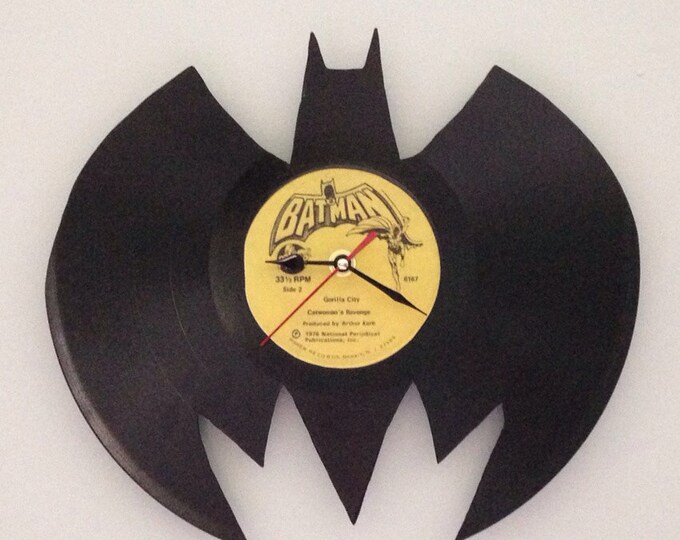 Batman Vinyl Record Clock Cut Into the Batman Logo Shape Etsy