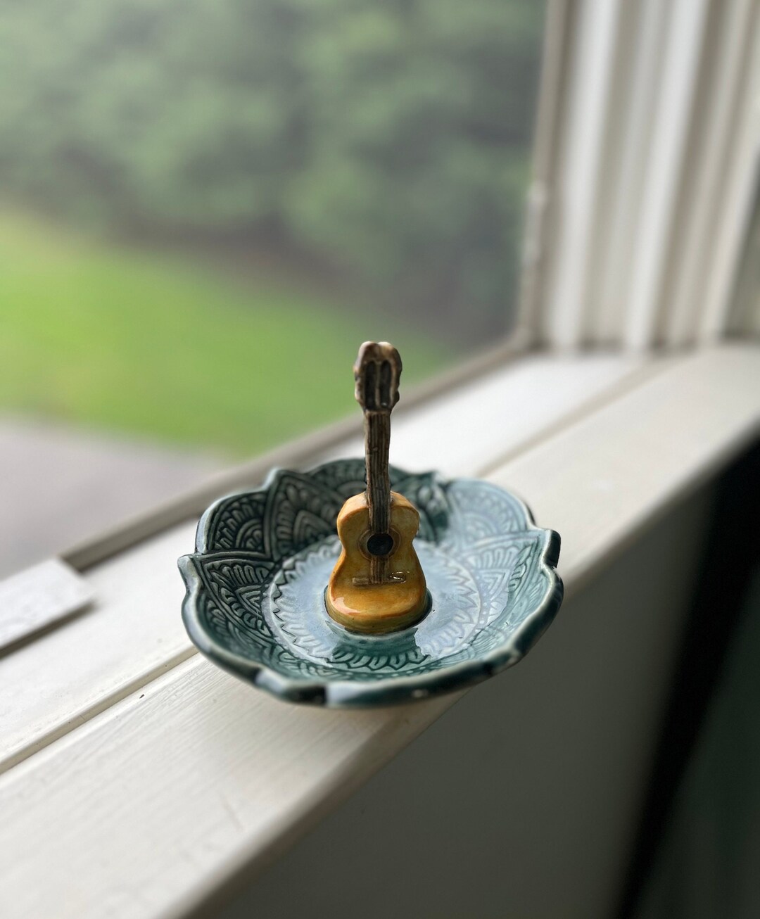Guitar Jewelry Pottery Bowl Ring Dish Handmade Guitar Bowl Clay Guitar