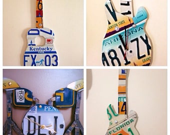 License plate guitar or drum set art made to order