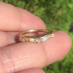 Opal Diamond Shadow Band Ring/ Curve Contour Tracer 2.5 MM Ring/ Eternity Solitaire Enhancer Wrap Guard Band/ Diamond Opal Crown Ring 2.5 MM image 4